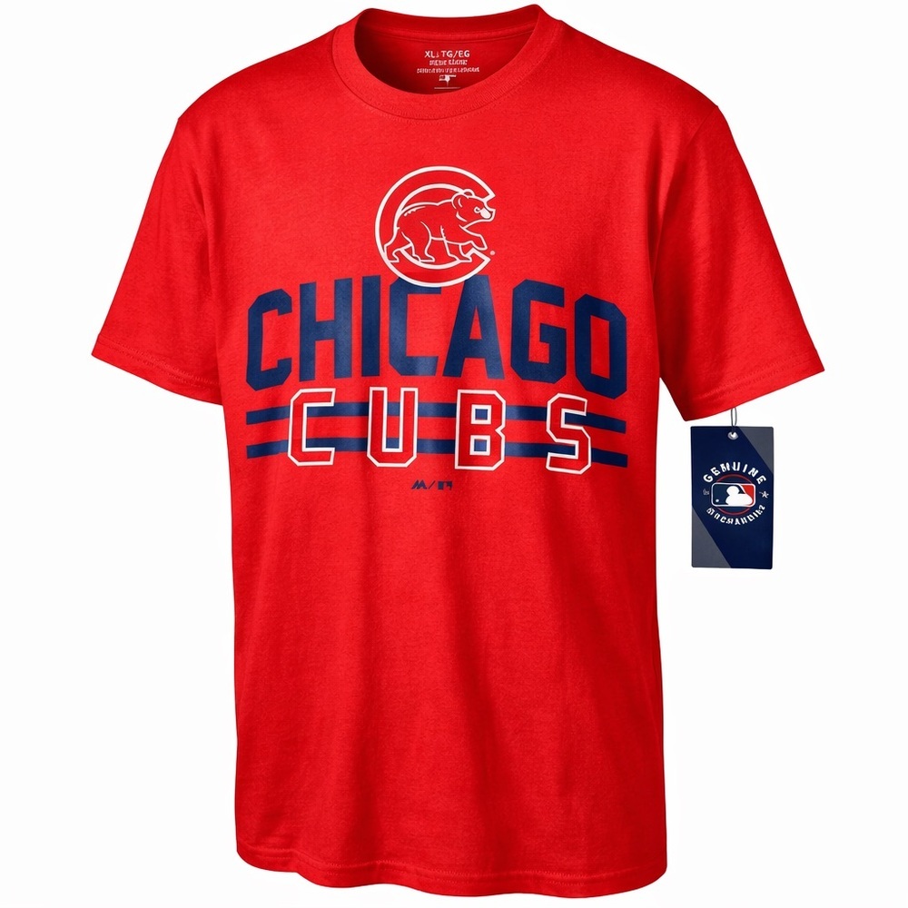 MLB Chicago Cubs Red Tee with Navy Logo
